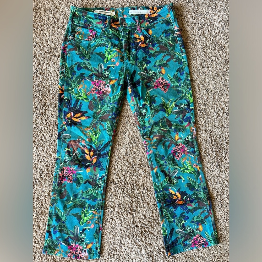 Anthropologie Pilcro & the Letterpress Tropical Cropped Boot Cut Jeans 27 - Picture 2 of 3